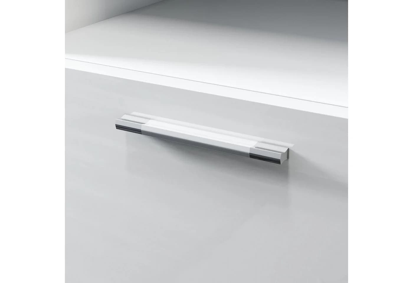 SONNI Hochschrank Bad schmal Grau/Weiss Hochglanz wandhängend - Bild 4