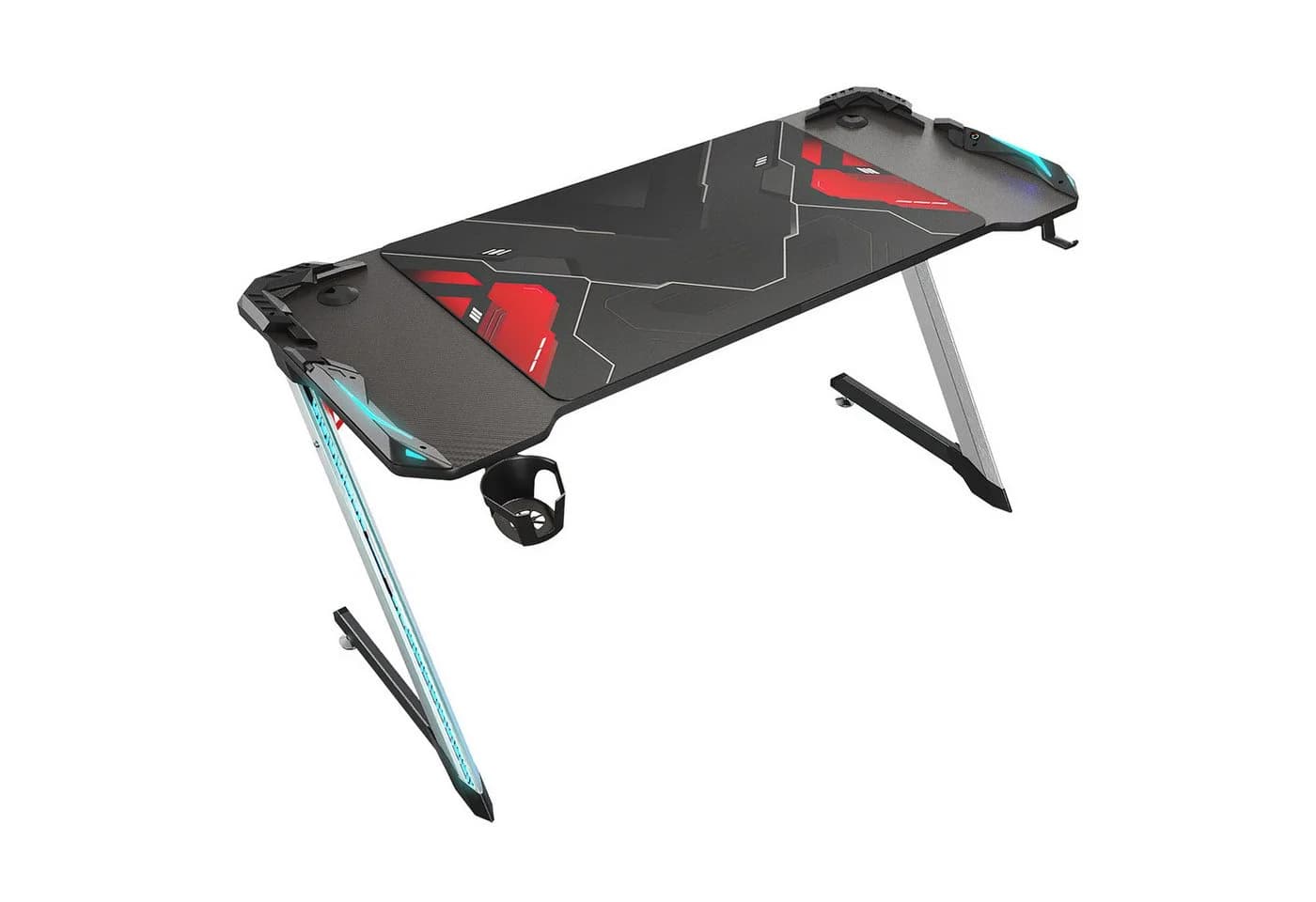SONNI Gamingtisch 140x60cm Schwarz mit LED RGB Beleuchtung - Bild 2