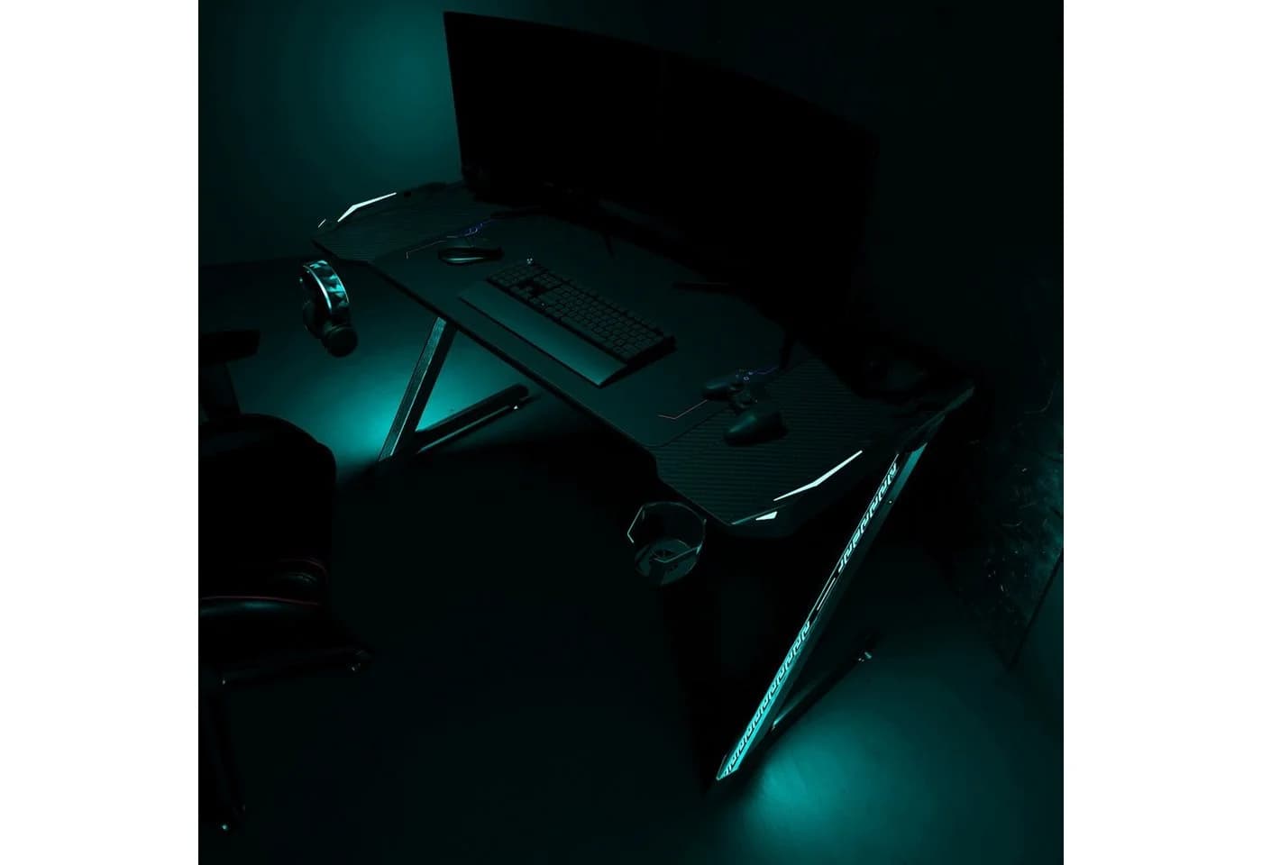 SONNI Gamingtisch 140x60cm Schwarz mit LED RGB Beleuchtung - Bild 3