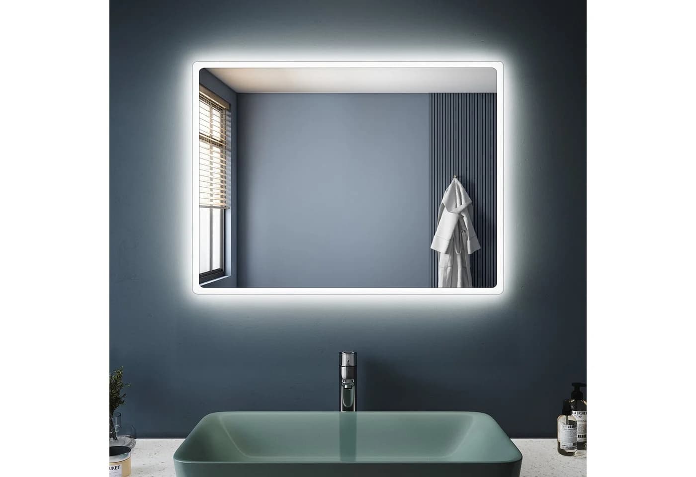 SONNI Badspiegel mit LED-Beleuchtung, Lichtspiegel IP44 LED Spiegel, 60-120cm Wandspiegel mit Touch-Schalter - Bild 2