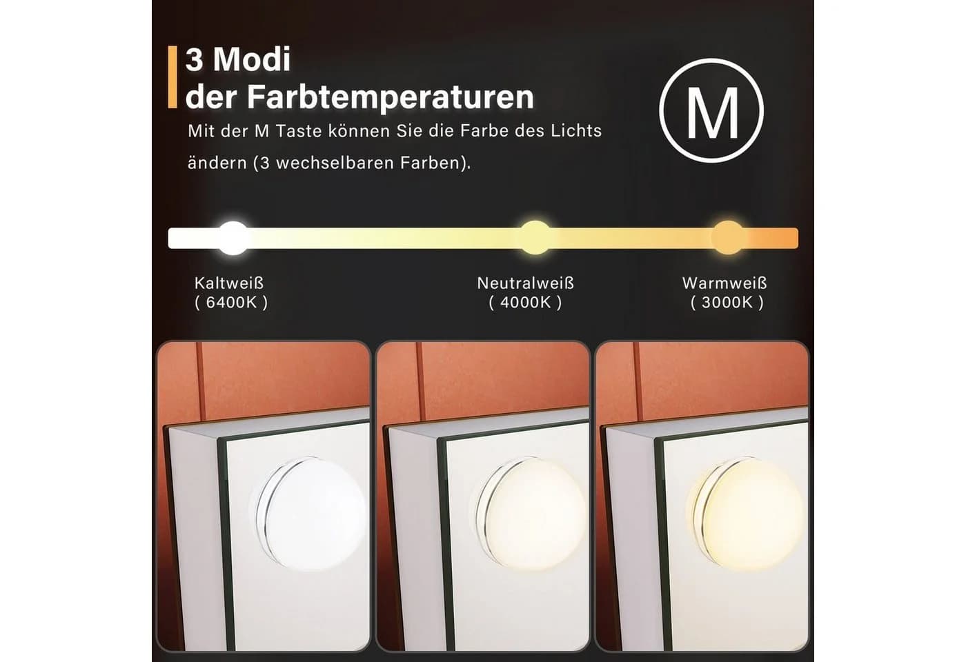 SONNI Schminkspiegel mit Beleuchtung Weiß - Bild 3