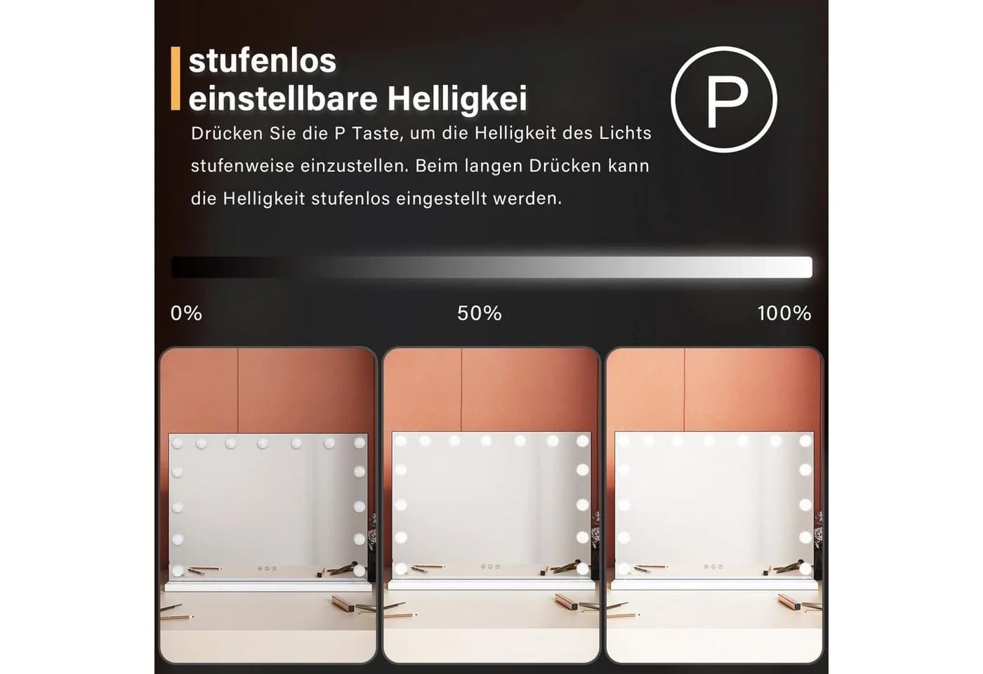 SONNI Schminkspiegel mit Beleuchtung Weiß - Bild 4