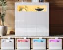 SONNI Kommode Sideboard Weiß Hochglanz mit LED Beleuchtung Bild 4
