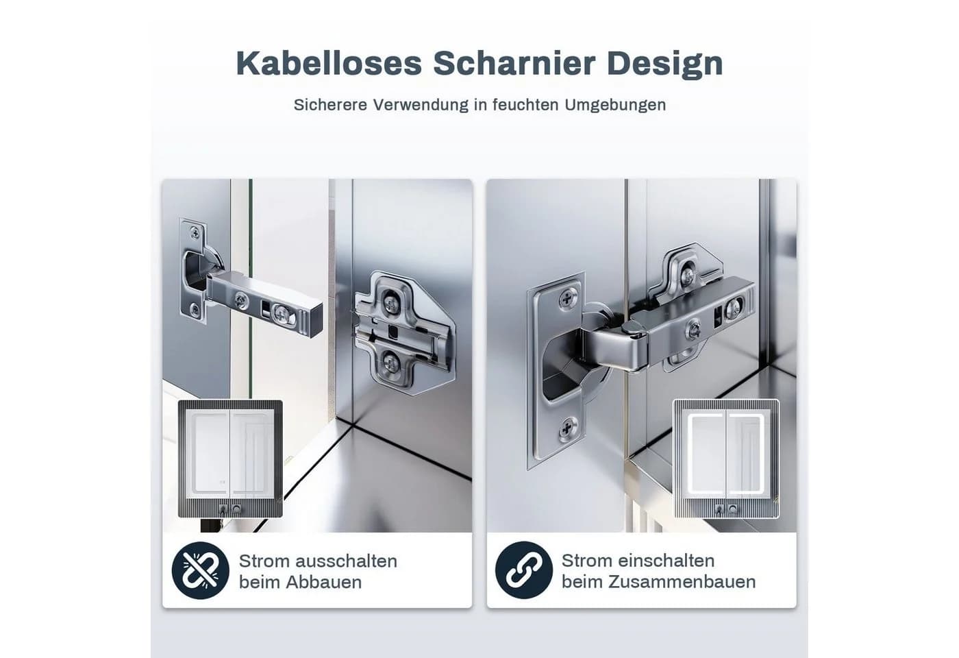 SONNI Spiegelschrank Bad mit LED-Beleuchtung und Steckdose - Bild 3