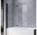 SONNI Badewannenfaltwand 2-teilig Faltbar Schwarz 120cm Nano Bild 2