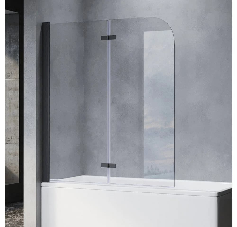 SONNI Badewannenfaltwand 2-teilig Faltbar Schwarz 120cm Nano - Bild 2