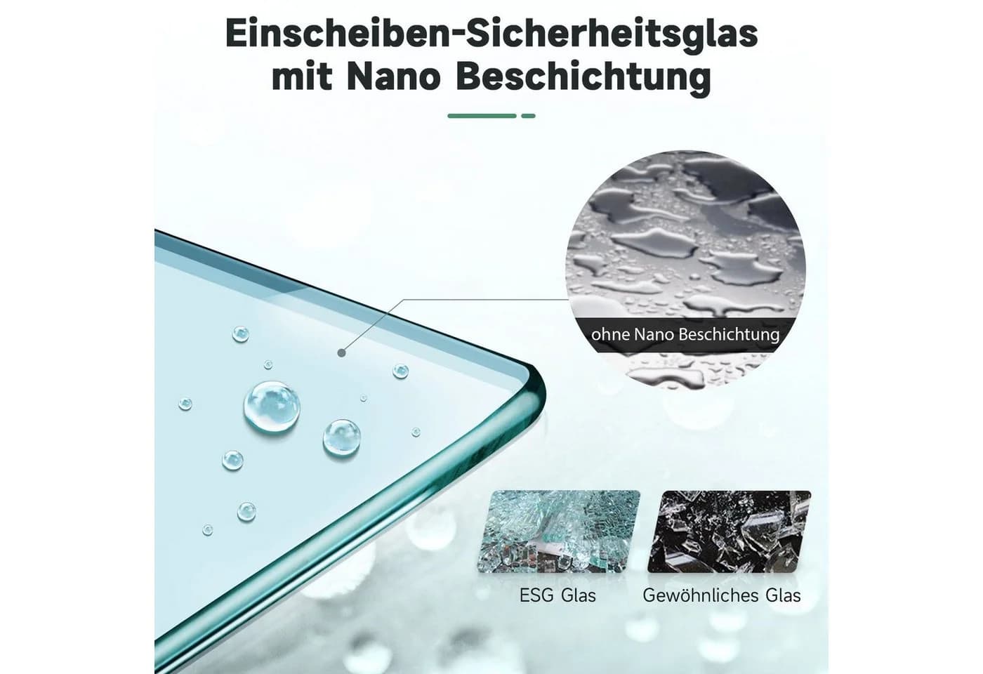 SONNI Badewannenfaltwand 2-teilig Faltbar Schwarz 120cm Nano - Bild 3
