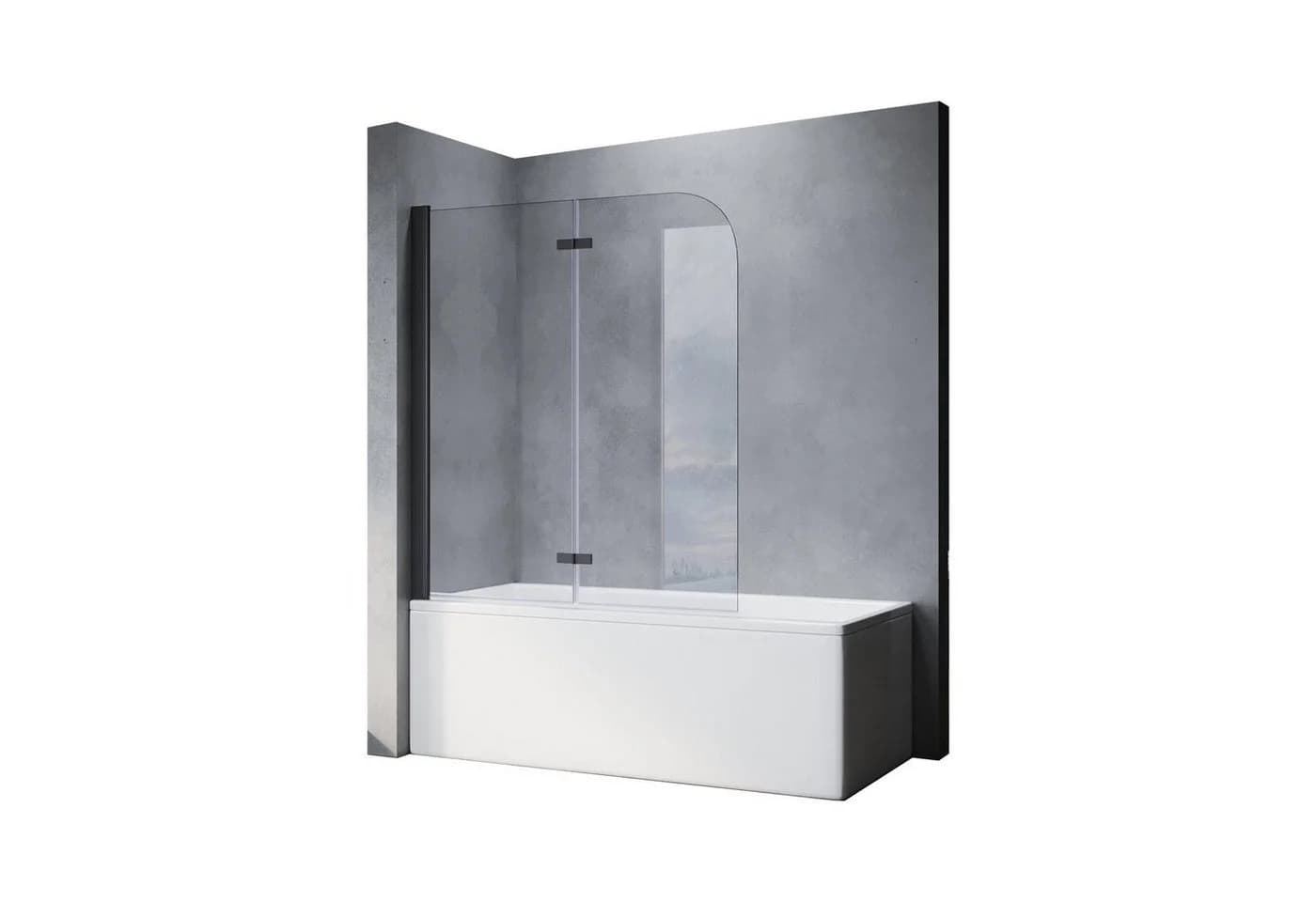 SONNI Badewannenfaltwand 2-teilig Faltbar Schwarz 120cm Nano - Bild 4