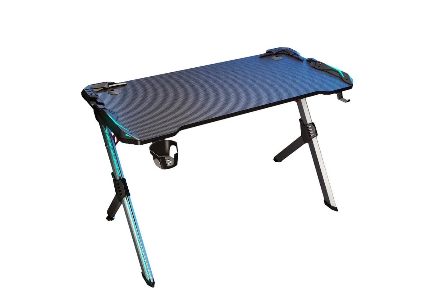 SONNI Gamingtisch Computertisch Schreibtisch mit RGB LED Beleuchtung, Breite 140cm, mit Becherhalter und Kopfhörerhaken, energiesparend - Bild 2