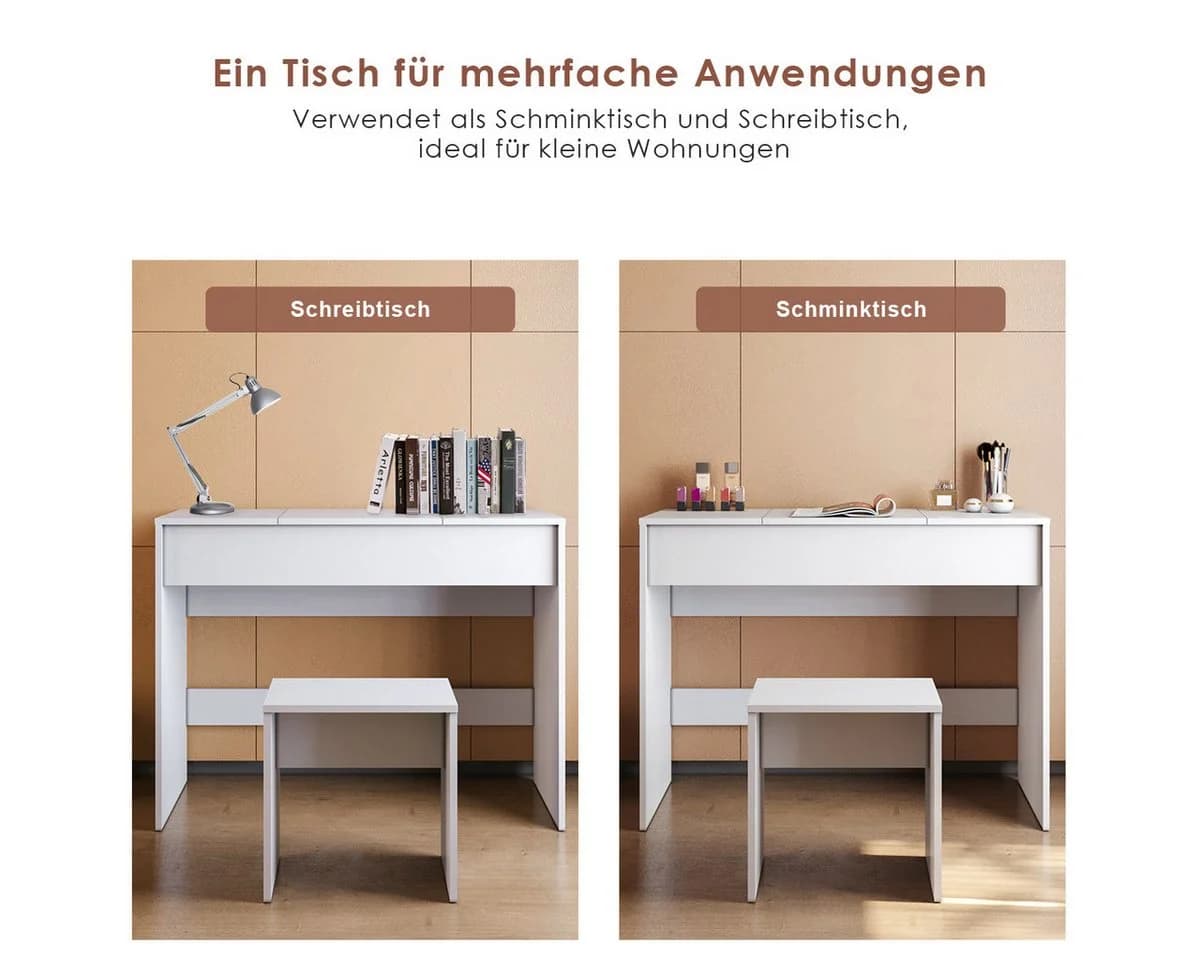 SONNI Schminktisch weiß mit Hocker und Spiegel - Bild 4