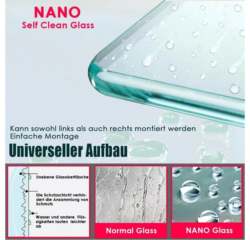SONNI Badewannenaufsatz NANO Glas 120x140cm Schwarz - Bild 5