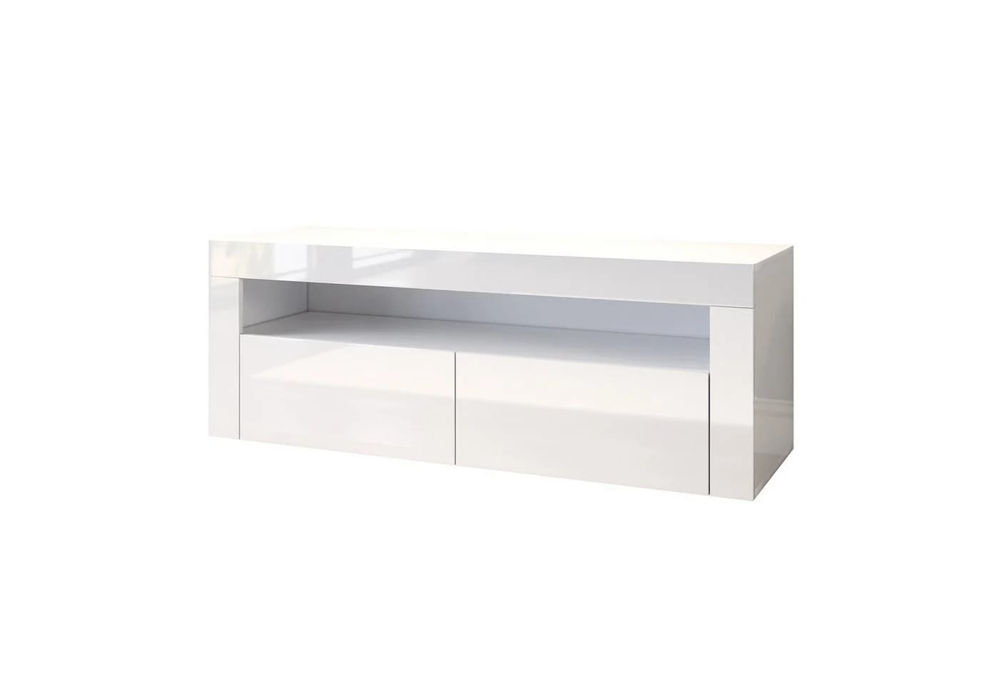 SONNI Lowboard TV Lowboard Weiß Hochglanz LED-Beleuchtung 120 cm - Bild 2