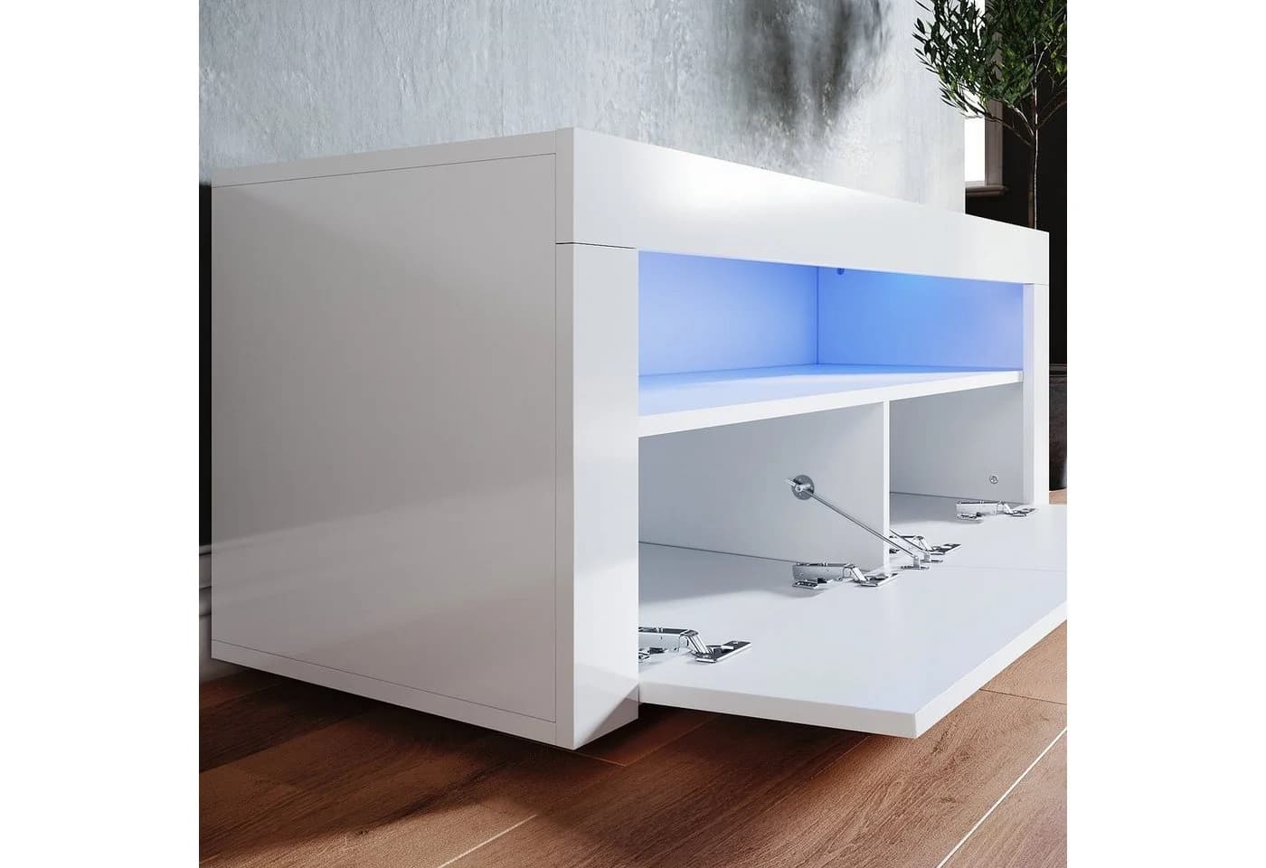SONNI Lowboard TV Lowboard Weiß Hochglanz LED-Beleuchtung 120 cm - Bild 3