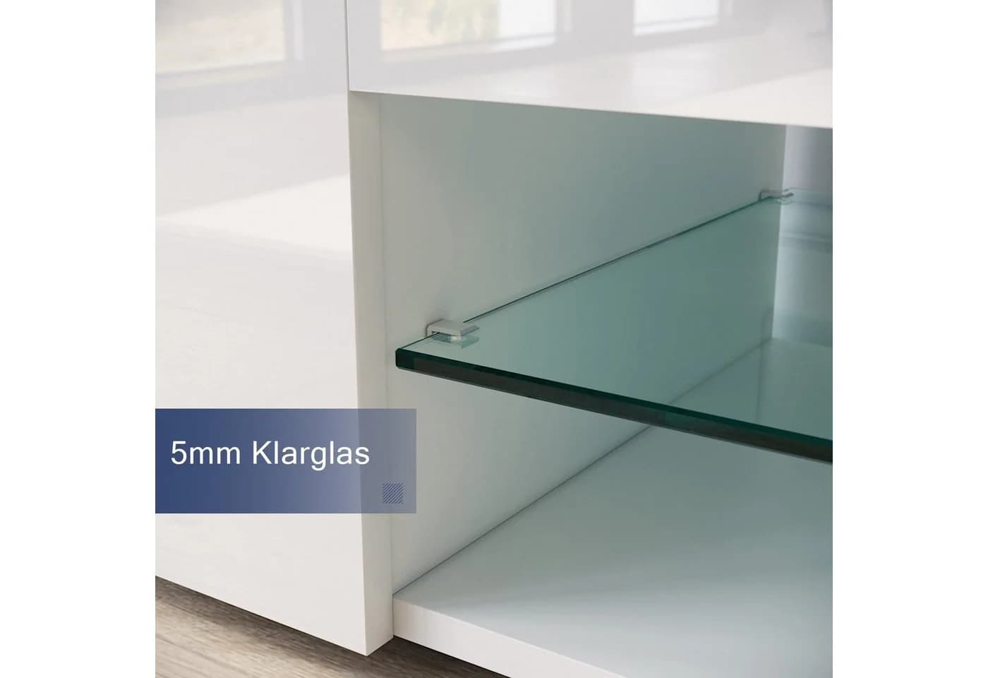 SONNI TV-Schrank Weiß Hochglanz mit LED-Beleuchtung 12 Farben - Bild 5