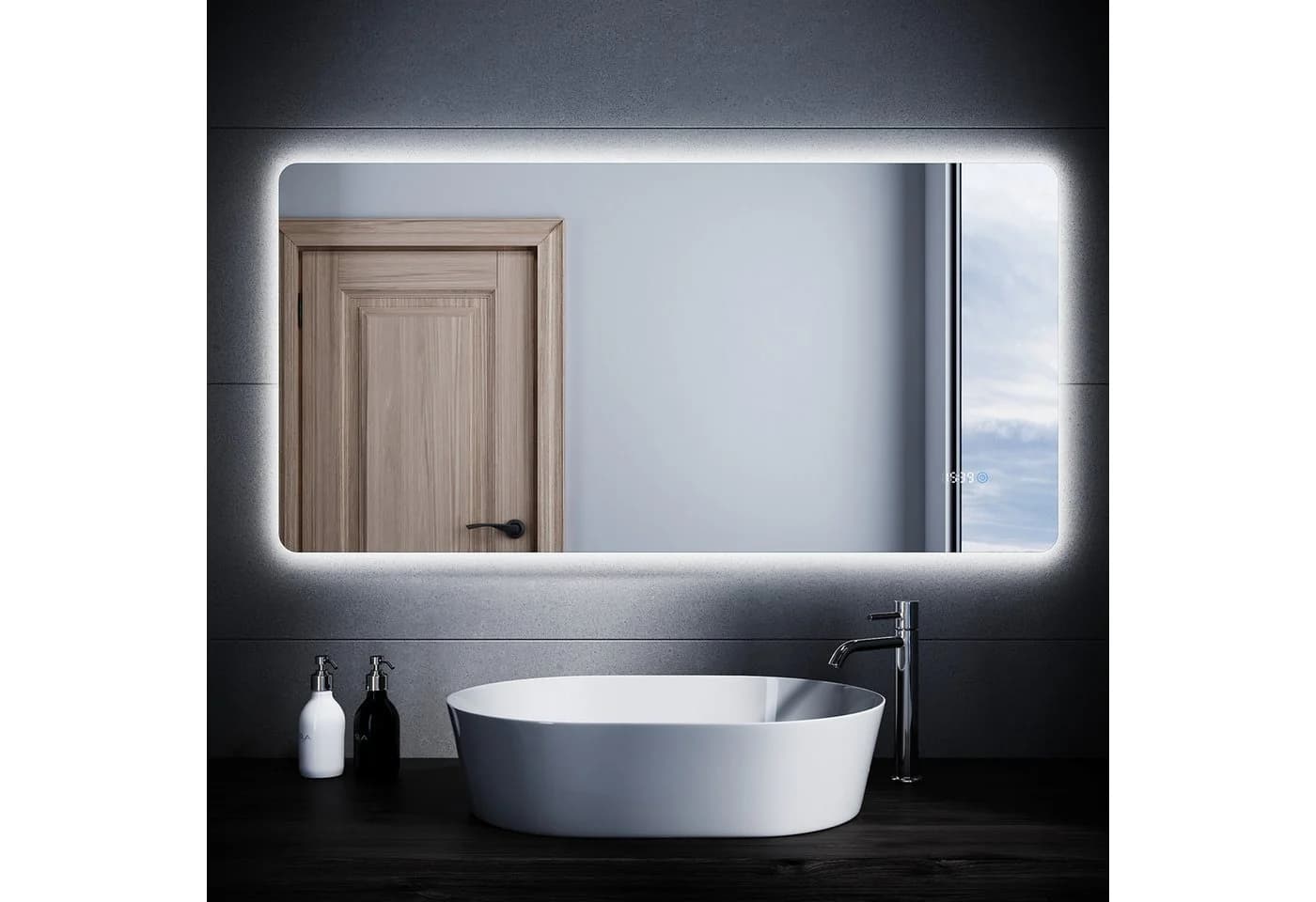 SONNI LED Badspiegel mit Touch, 3 Lichtfarben, Anti-Beschlag, 70-120cm