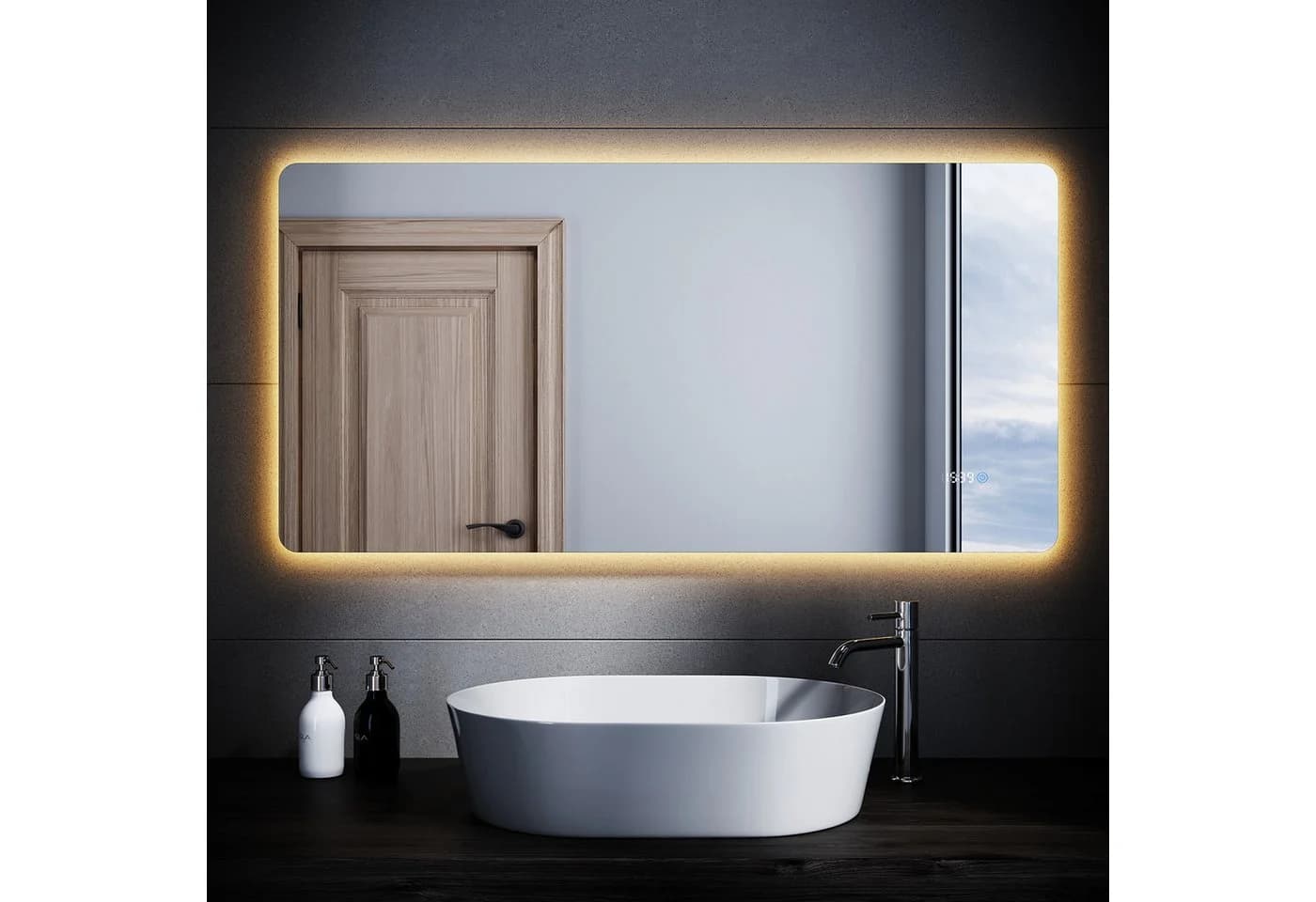 SONNI LED Badspiegel mit Touch, 3 Lichtfarben, Anti-Beschlag, 70-120cm - Bild 2