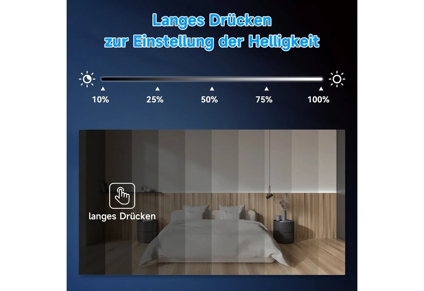SONNI LED Badspiegel mit Touch, 3 Lichtfarben, Anti-Beschlag, 70-120cm - Bild 5