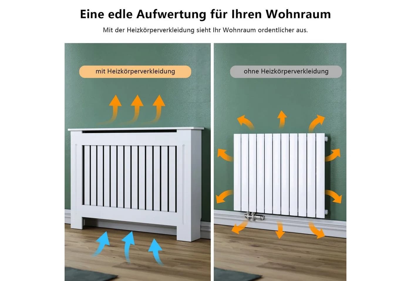 SONNI Heizkörperverkleidung Weiß Vertikale Gitter 152/172 cm - Bild 4