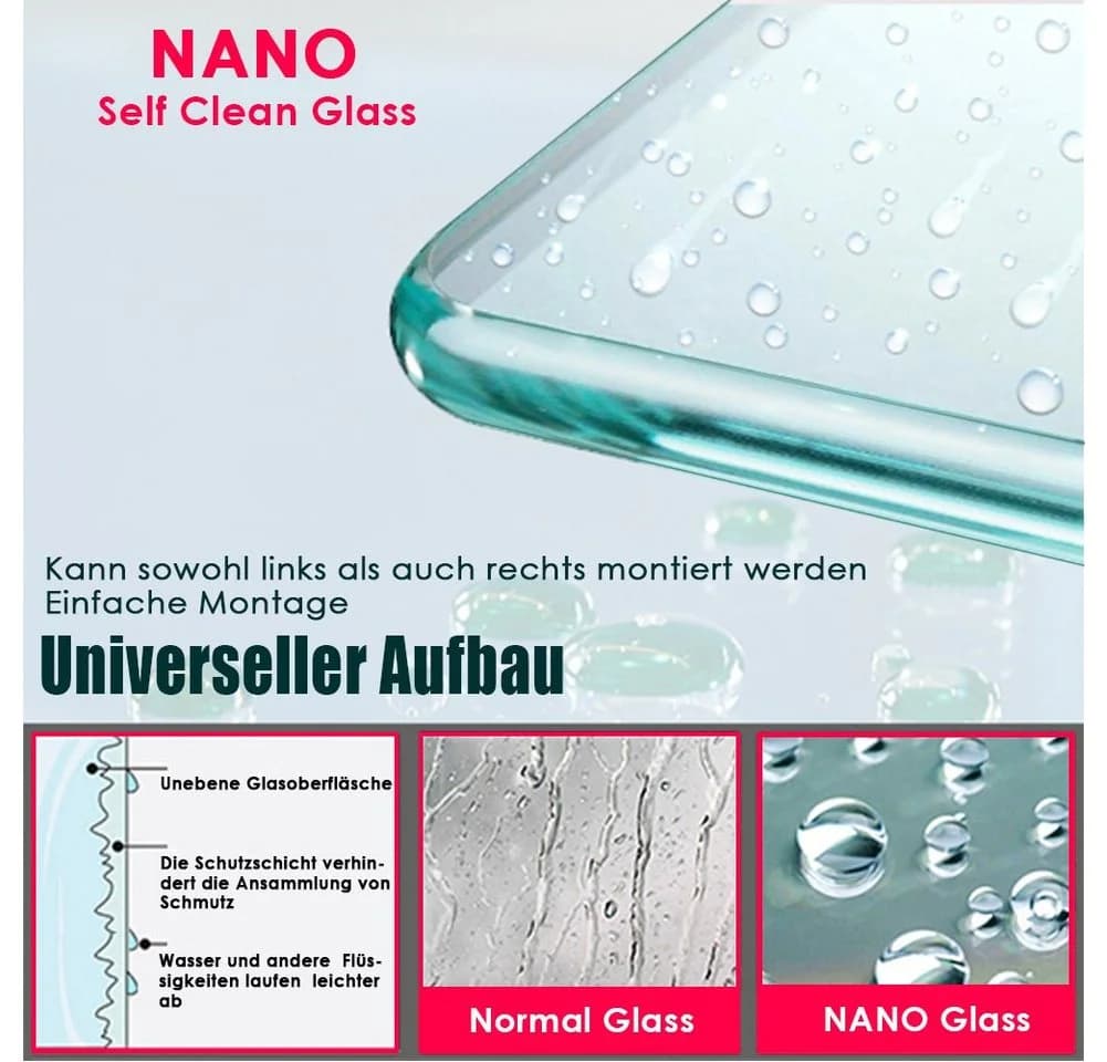 SONNI Dusch-Pendeltür 70/80/86/90 cm mit Nano-Beschichtung - Bild 3