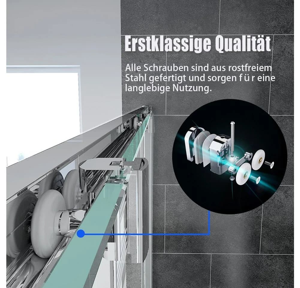 SONNI Runddusche Duschkabine Viertelkreis Eckdusche Schiebetür ESG - Bild 3