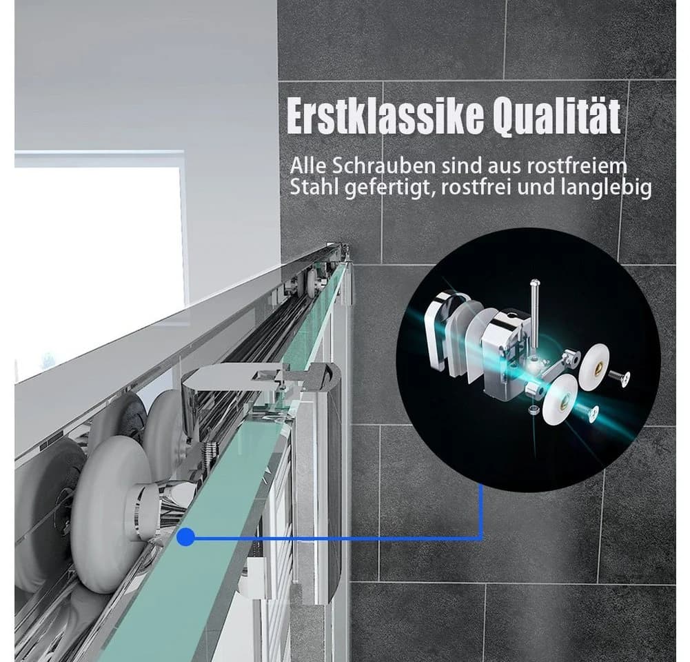 SONNI Eckdusche 100-170 x 185 cm Einzelschiebetür ESG - Bild 4