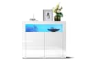 SONNI Kommode Sideboard Weiß Hochglanz mit LED Beleuchtung Bild 2