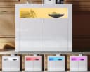 SONNI Kommode Sideboard Weiß Hochglanz mit LED Beleuchtung Bild 4