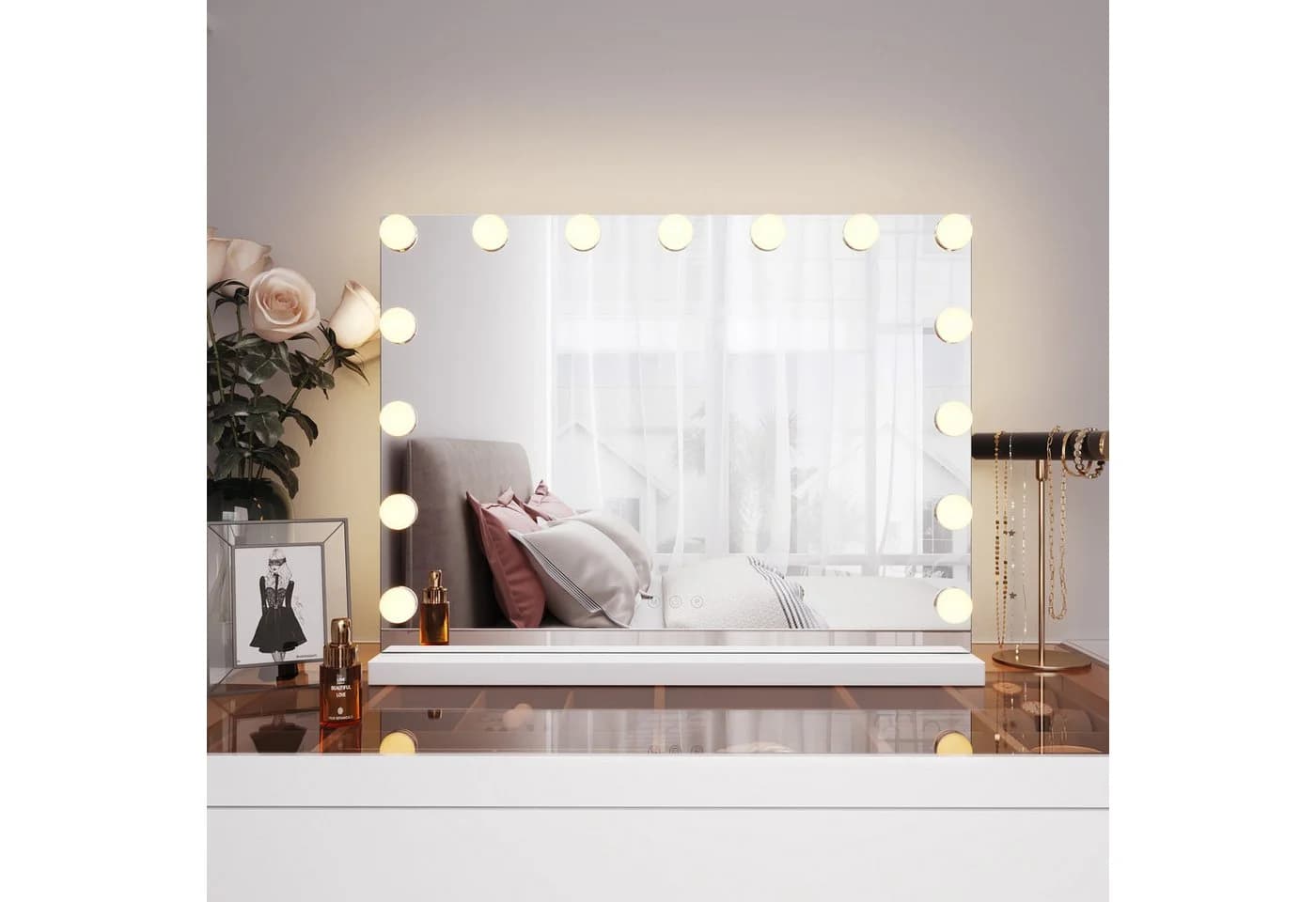 SONNI Schminkspiegel mit LED-Beleuchtung und 10x Lupe - Bild 2