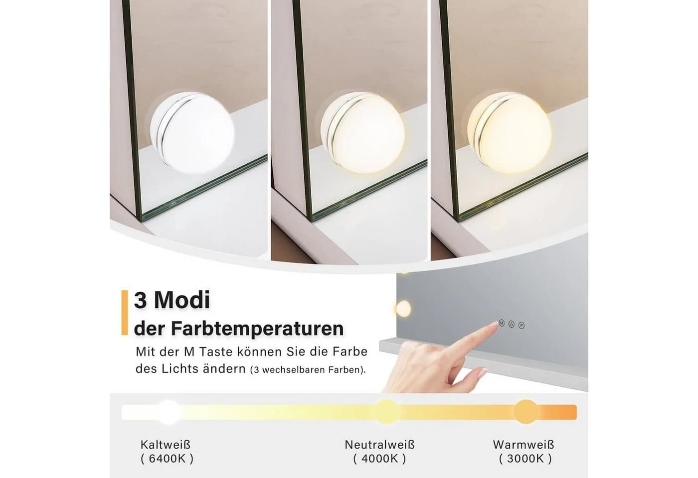 SONNI Schminkspiegel mit LED-Beleuchtung und 10x Lupe - Bild 3