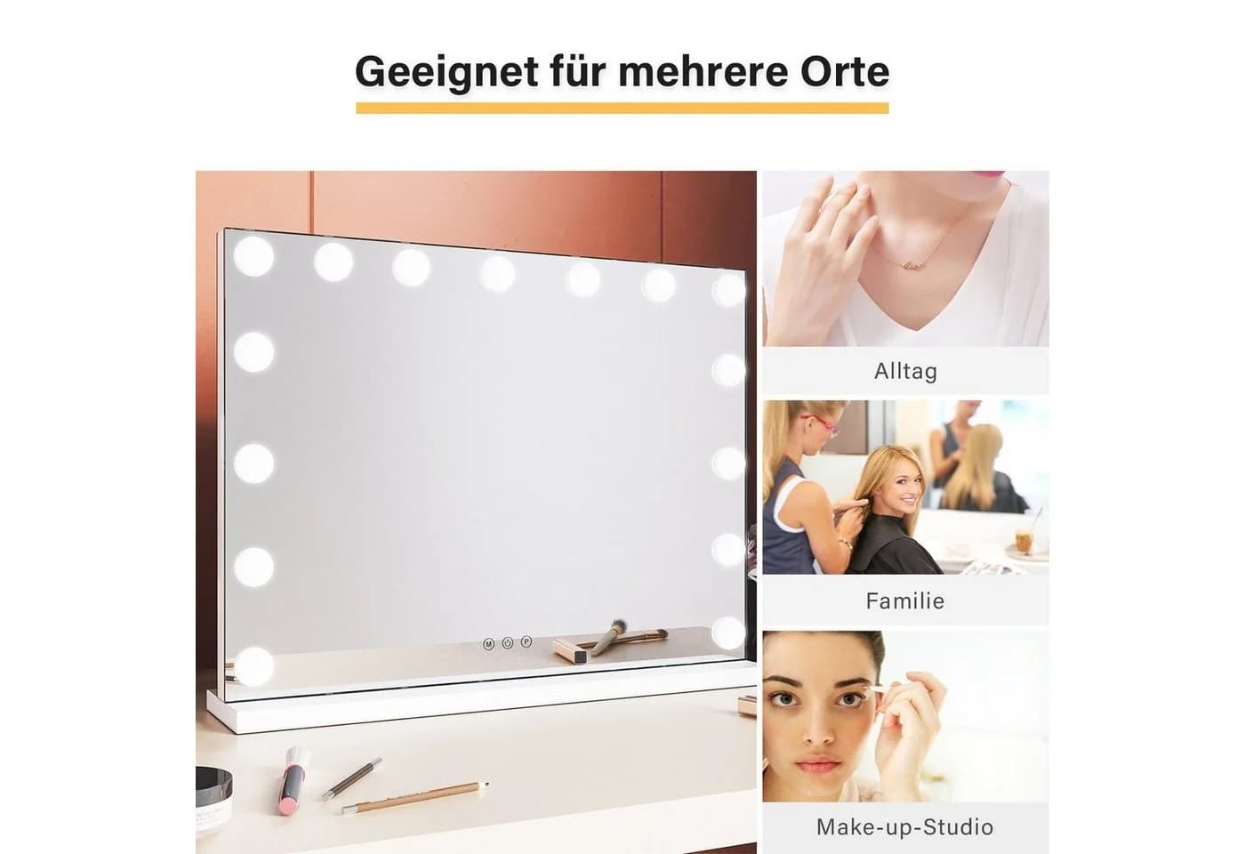 SONNI Schminkspiegel mit LED-Beleuchtung und 10x Lupe - Bild 5