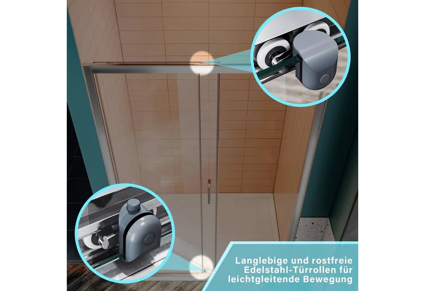 SONNI Dusch-Schiebetür 100-170cm Nischendusche Silber - Bild 5
