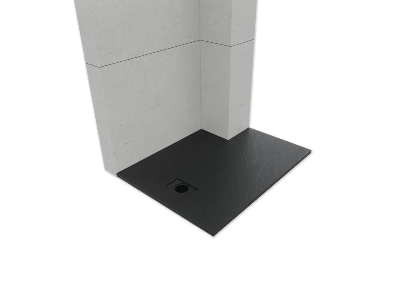 SONNI Duschwanne Schieferoptik Schwarz SMC Antirutsch Inkl. Siphon - Bild 5