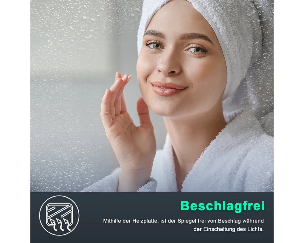 SONNI Badspiegel 80x60 cm LED-Lichtspiegel mit Anti-Beschlag-Funktion - Bild 4