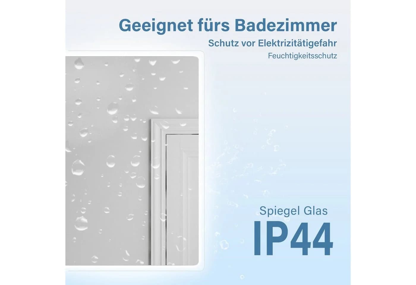 SONNI Badspiegel mit Beleuchtung 80x60 cm Wandschalter - Bild 3