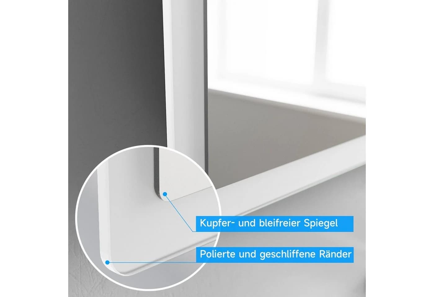 SONNI Badspiegel mit Beleuchtung 80x60 cm Wandschalter - Bild 5
