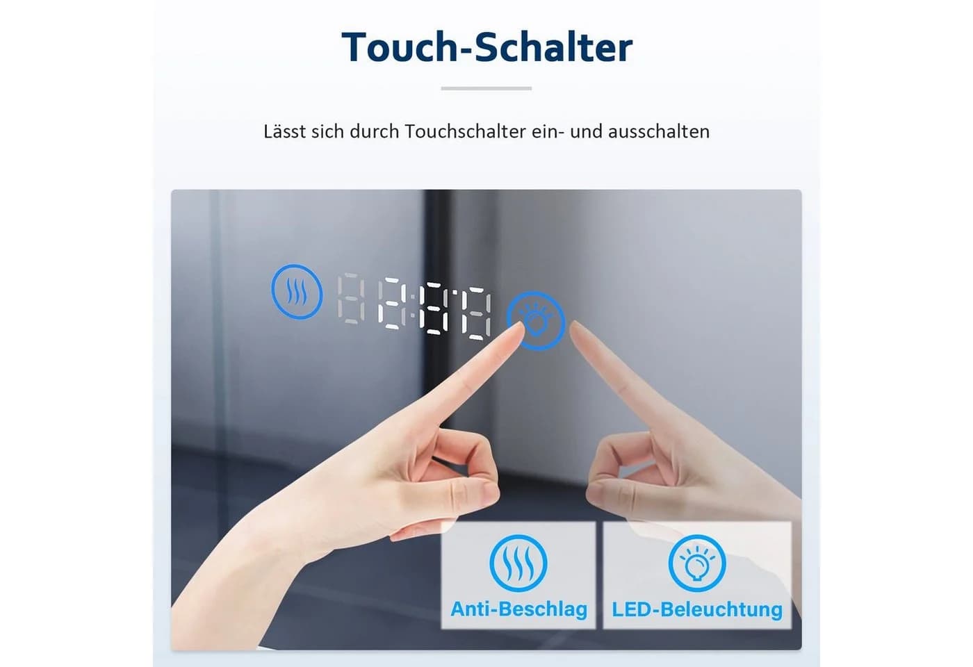 SONNI Badspiegel mit 3-facher Vergrößerung, Helligkeit einstellbar, beschlagfrei, IP44 - Bild 3