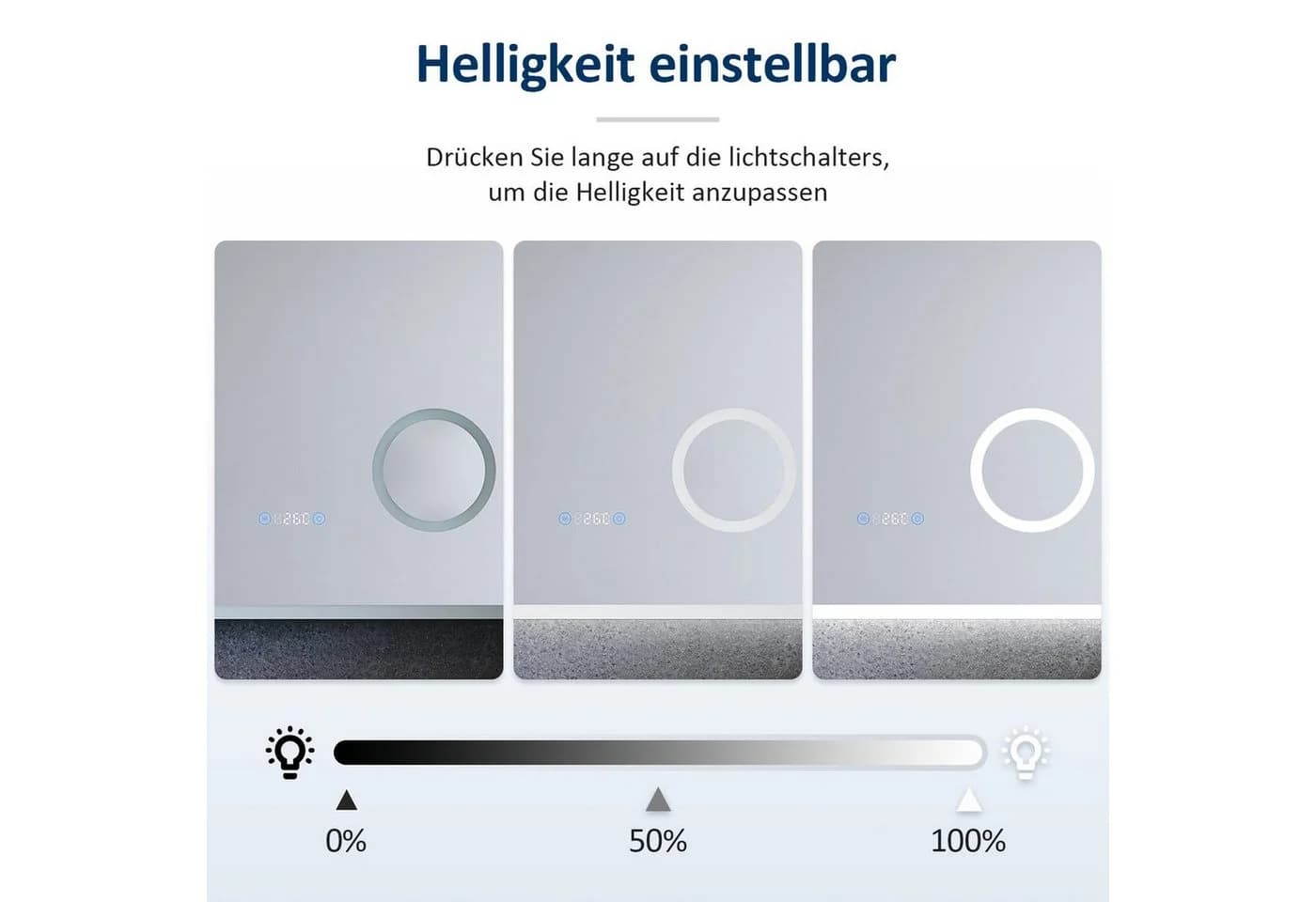 SONNI Badspiegel mit 3-facher Vergrößerung, Helligkeit einstellbar, beschlagfrei, IP44 - Bild 4