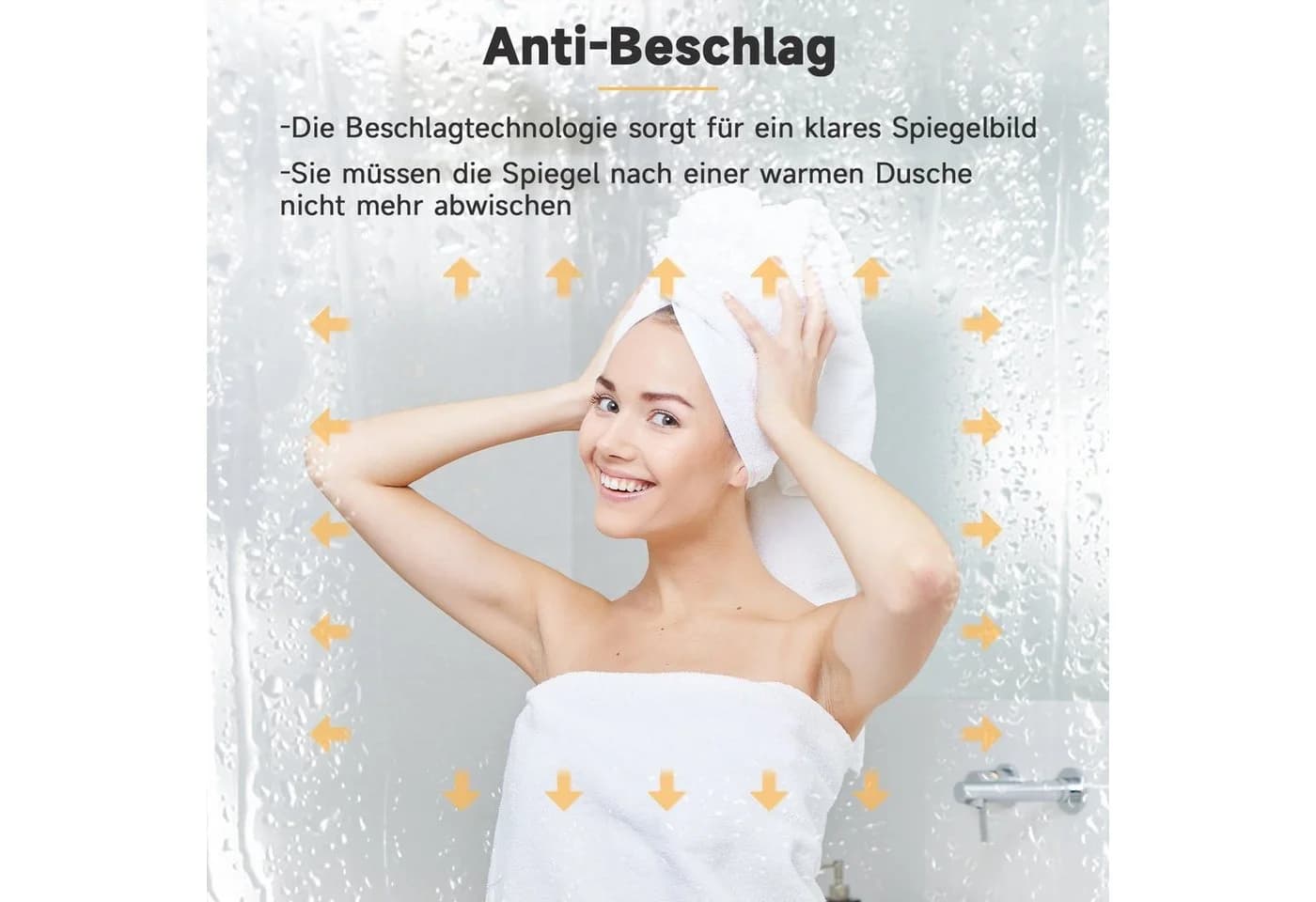 SONNI Badspiegel mit 3-facher Vergrößerung, Helligkeit einstellbar, beschlagfrei, IP44 - Bild 5