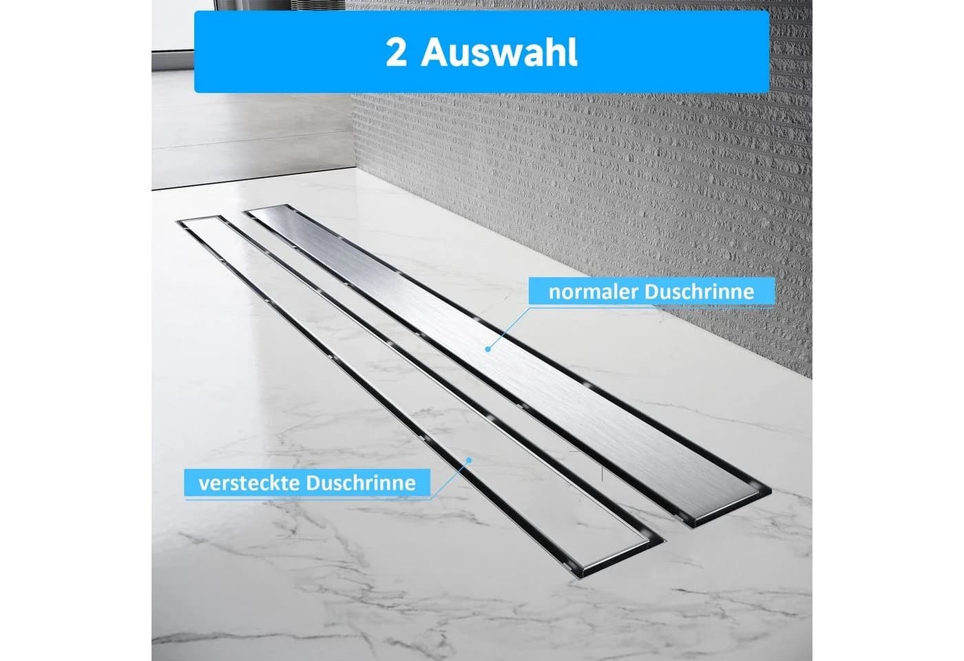 SONNI Duschrinne Edelstahl 50-110 cm 360° verstellbar mit Geruchsstop - Bild 3