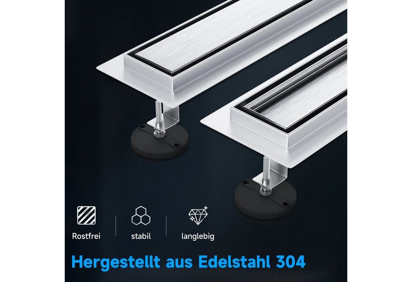 SONNI Duschrinne Edelstahl 50-110 cm 360° verstellbar mit Geruchsstop - Bild 4