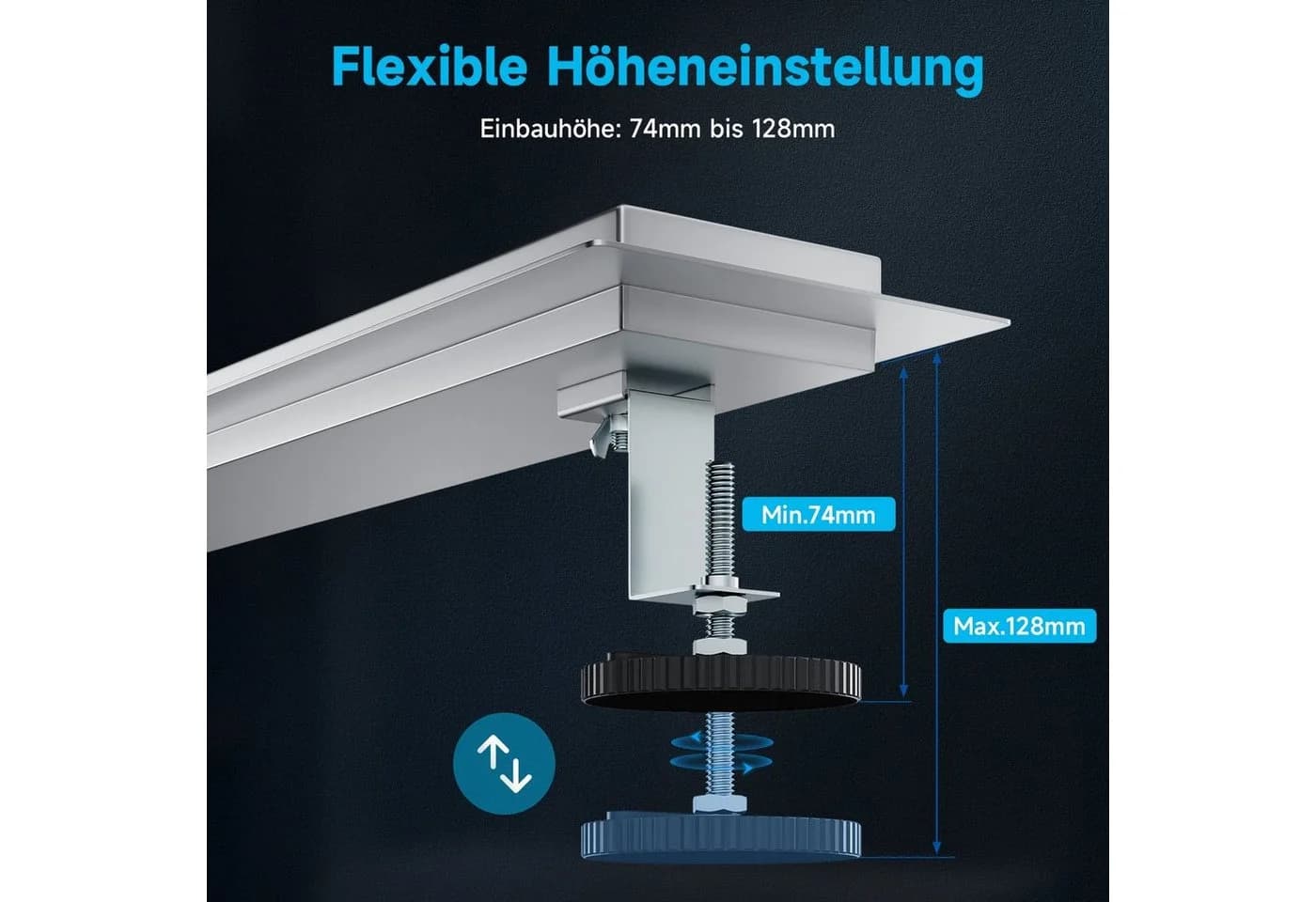 SONNI Duschrinne Edelstahl 50-110 cm 360° verstellbar mit Geruchsstop - Bild 5