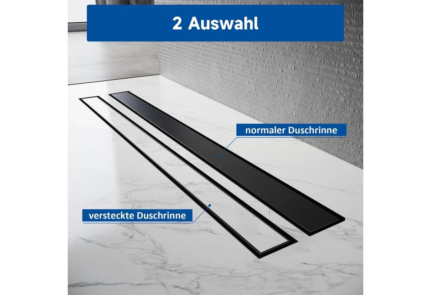SONNI Duschrinne Edelstahl 50-110 cm 360° verstellbarer Bodenablauf - Bild 3