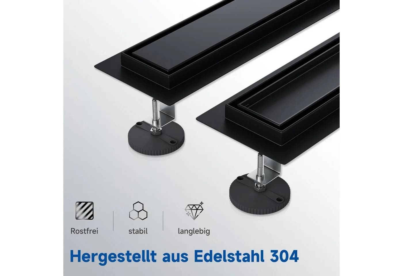 SONNI Duschrinne Edelstahl 50-110 cm 360° verstellbarer Bodenablauf - Bild 4