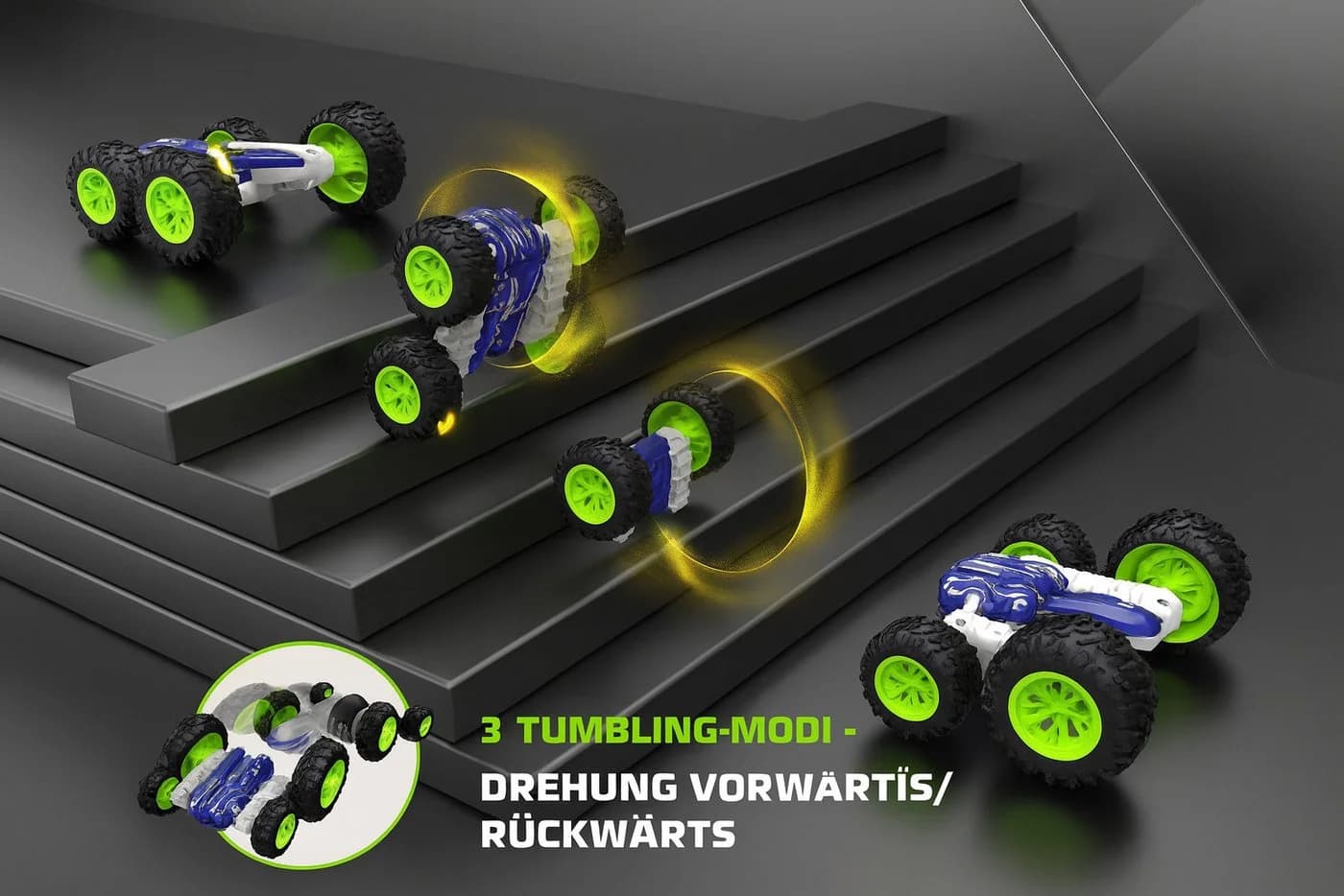Diyarts RC-Auto 4WD 2,4 GHz Fernsteuerung 360° Flip