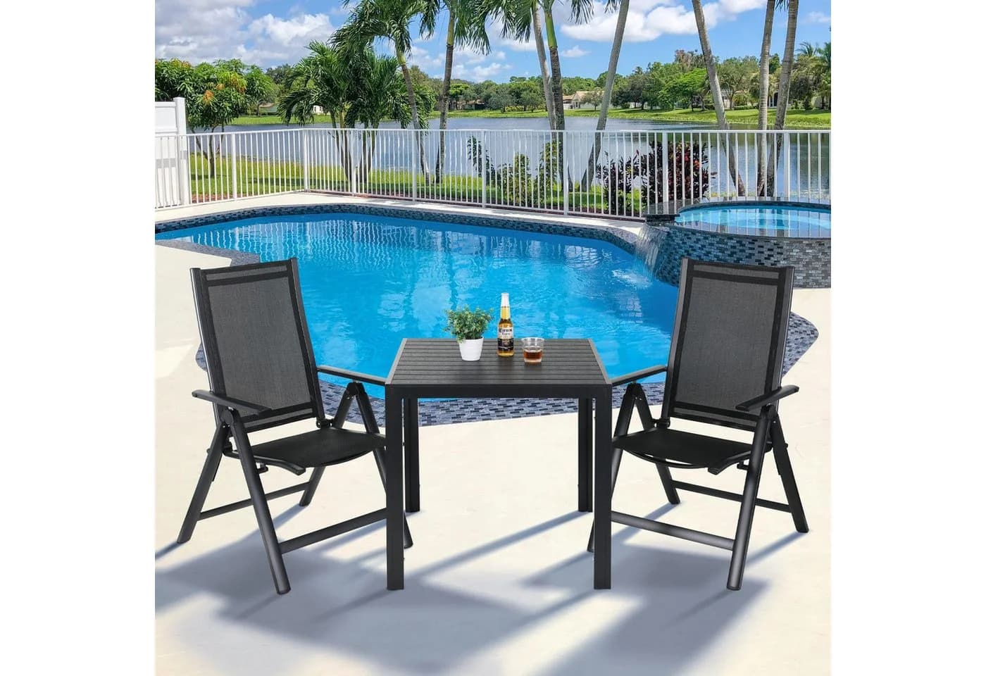 TLGREEN Gartenlounge-Set 3-TLG Aluminium WPC - Bild 1