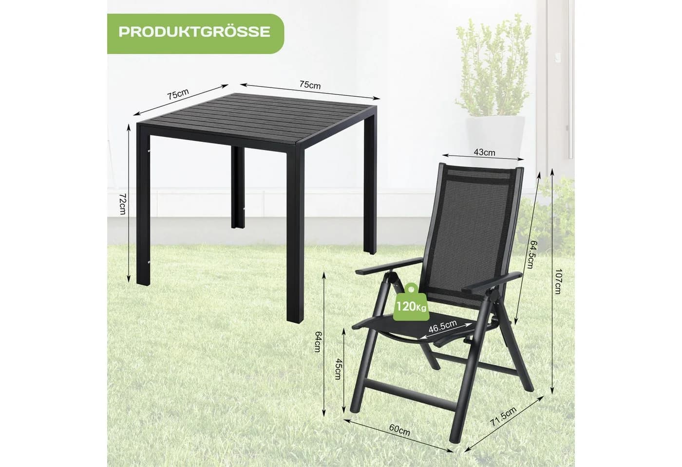 TLGREEN Gartenlounge-Set 3-TLG Aluminium WPC - Bild 3