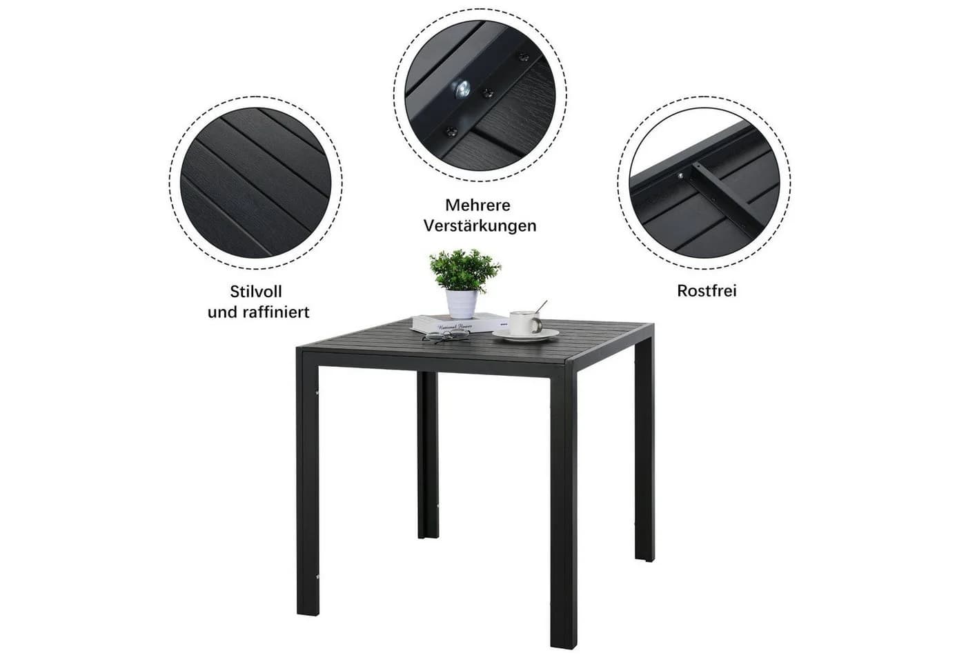 TLGREEN Gartenlounge-Set 3-TLG Aluminium WPC - Bild 4