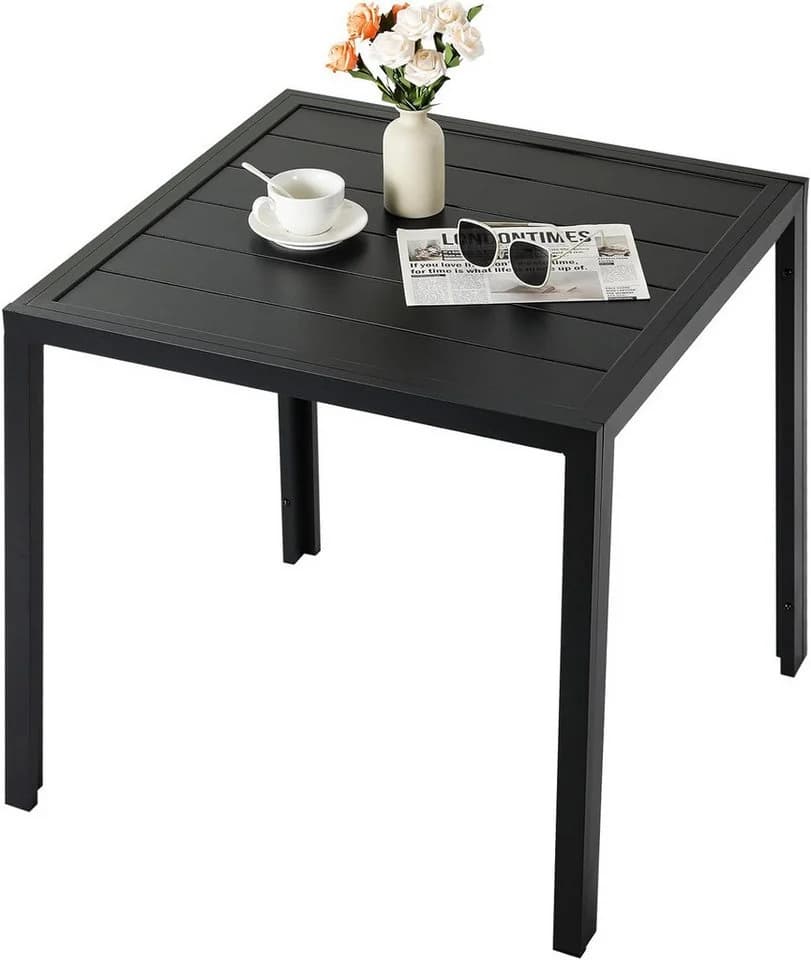 TLGREEN Gartentisch Aluminium Schwarz Quadratisch Wetterfest - Bild 2