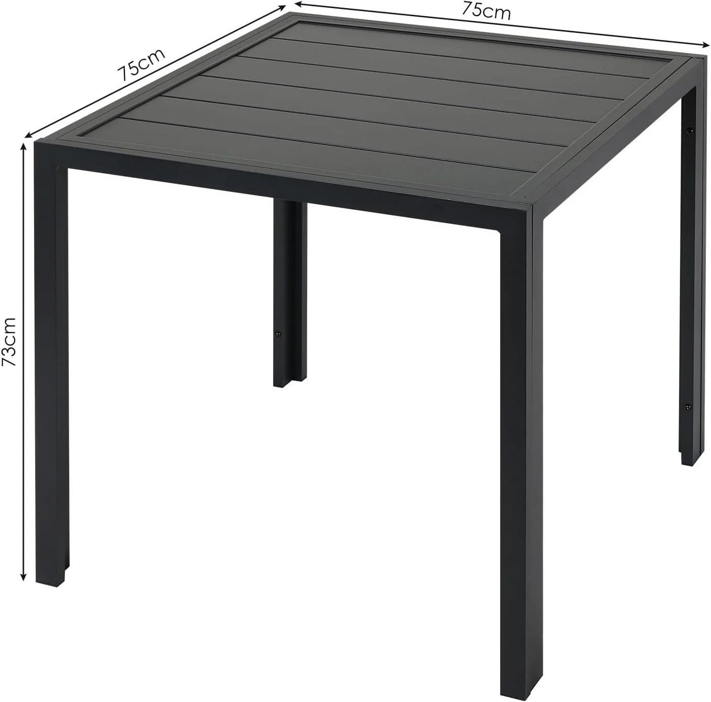 TLGREEN Gartentisch Aluminium Schwarz Quadratisch Wetterfest - Bild 3