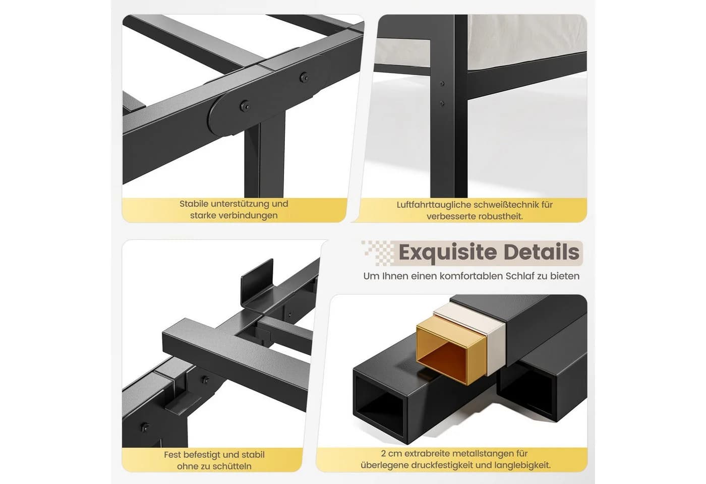 Klyvvo Metallbett 140x200 Schwarz mit Lattenrost - Bild 5